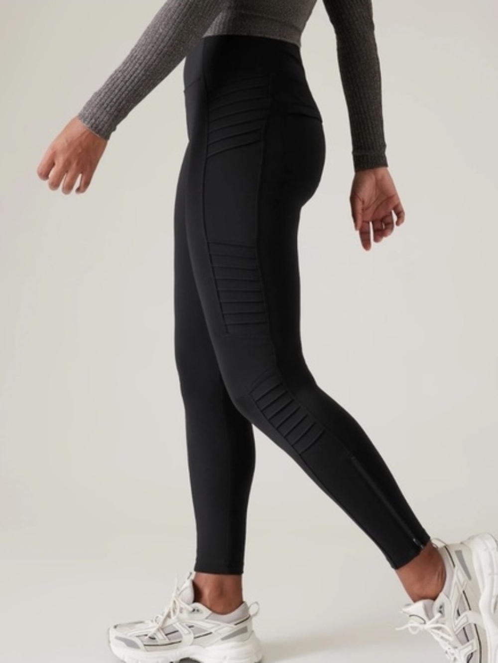 Athleta Delancey Moto Black High-Rise Leggings Medium